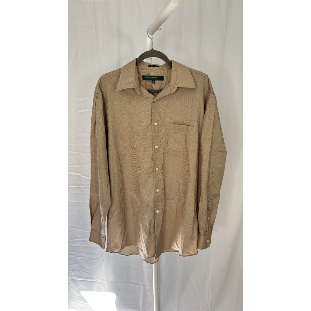 Perry Ellis Portfolio Mens Classic Fit Wrinkle Free Striped‎ Dress Shirt Size L